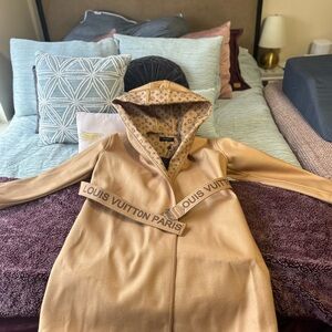Louis Vuitton Tan Trench Coat with Luxurious Hood